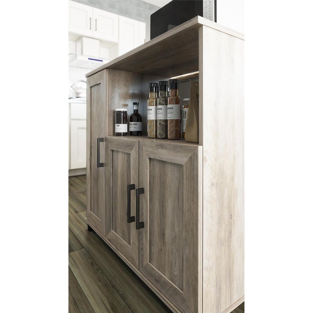 DHP Delany Microwave Stand in Gray Oak and Black, , large