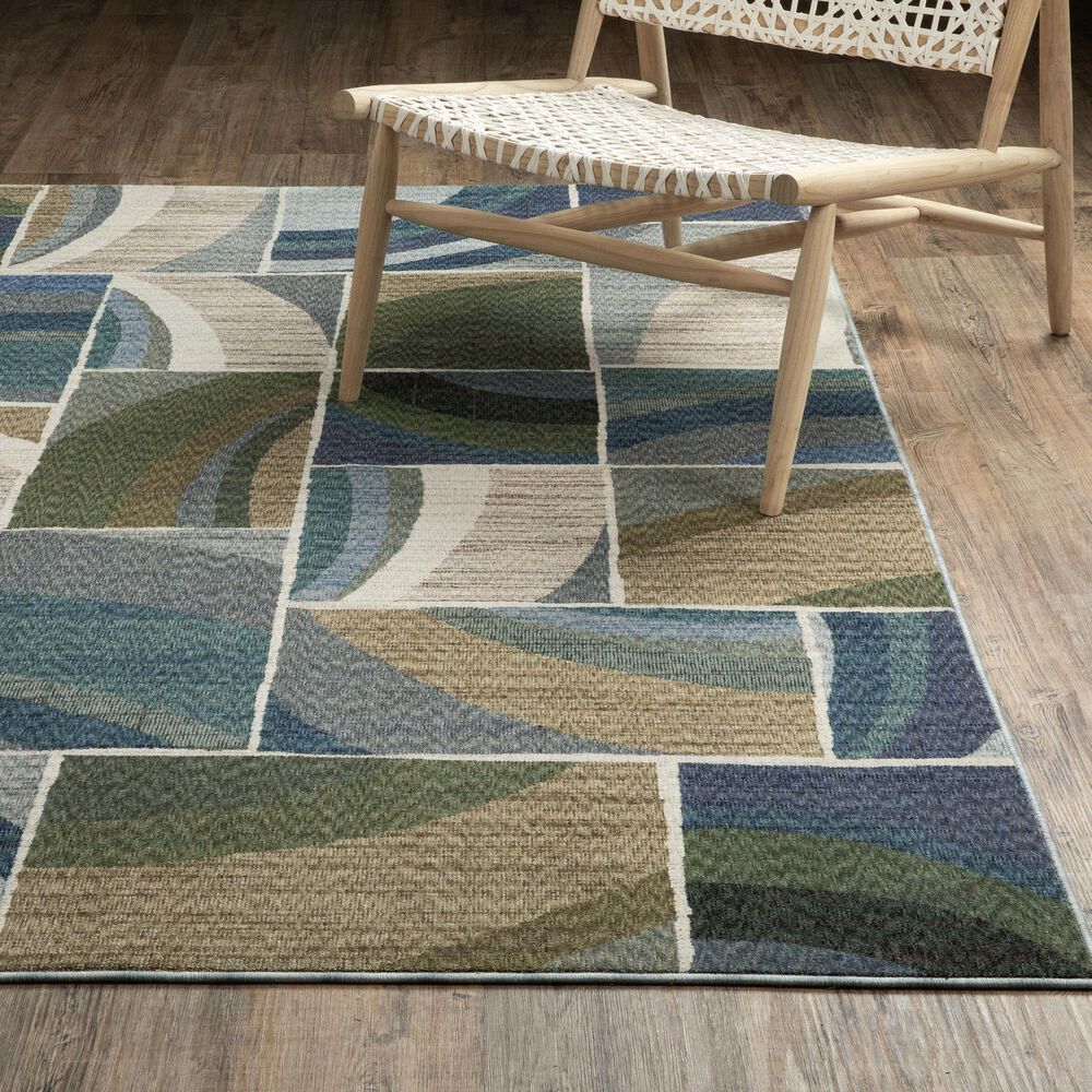 Oriental Weavers Tisdell TIS06 Blue and Green 3&#39;9&quot; x 5&#39;2&quot; Area Rug, , large