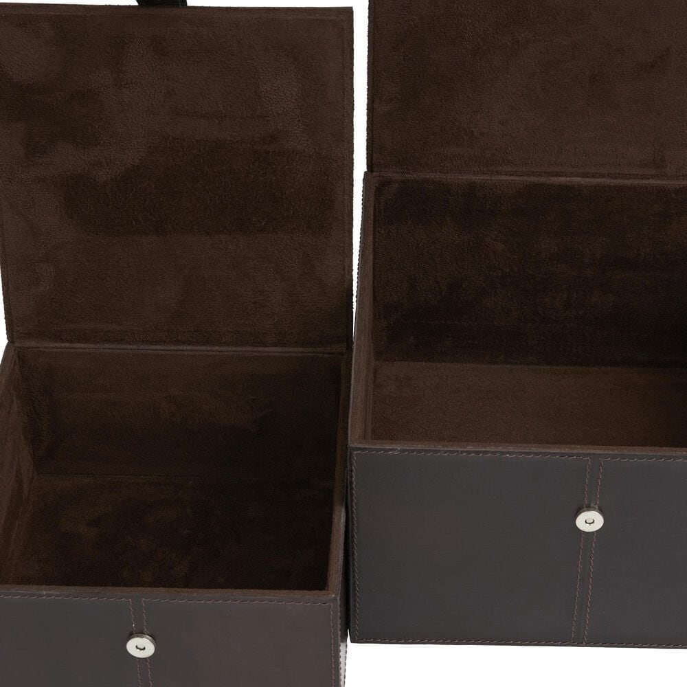 Maple and Jade 9.9&quot; 2-Piece Handmade Storage Decorative Box Set in Dark Brown, , large