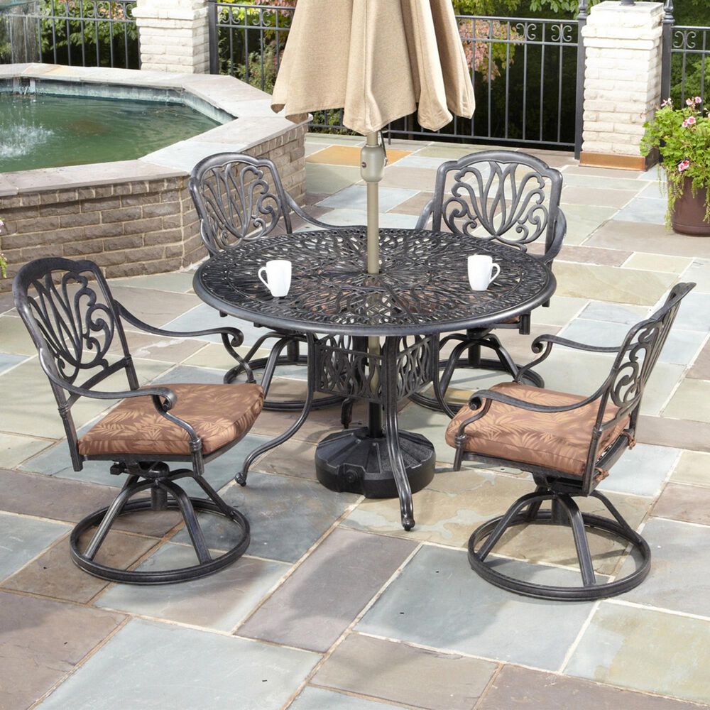 Homestyles Capri 5-Piece 48 in Dining Set with Four Swivel Chairs in Gray, , large