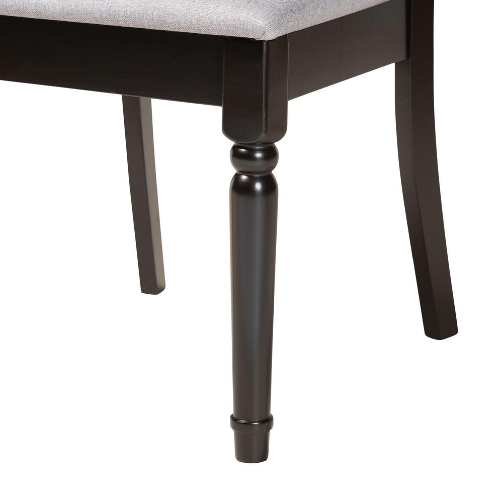 Baxton Studio Lucie Side Chair with Grey Cushion in Espresso Brown (Set of 2), , large