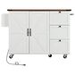 HOMLUX 55" Farmhouse Kitchen Island with Power Outlet in White, , large
