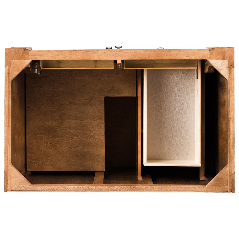James Martin Vanities Bristol 36" Single Bathroom Vanity in Saddle Brown with Single Hole 3 cm White Zeus Quartz Top and Rectangular Sink, , large