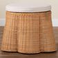 bali & pari Palm 26" Round Ottoman with Light Honey Rattan in White, , large
