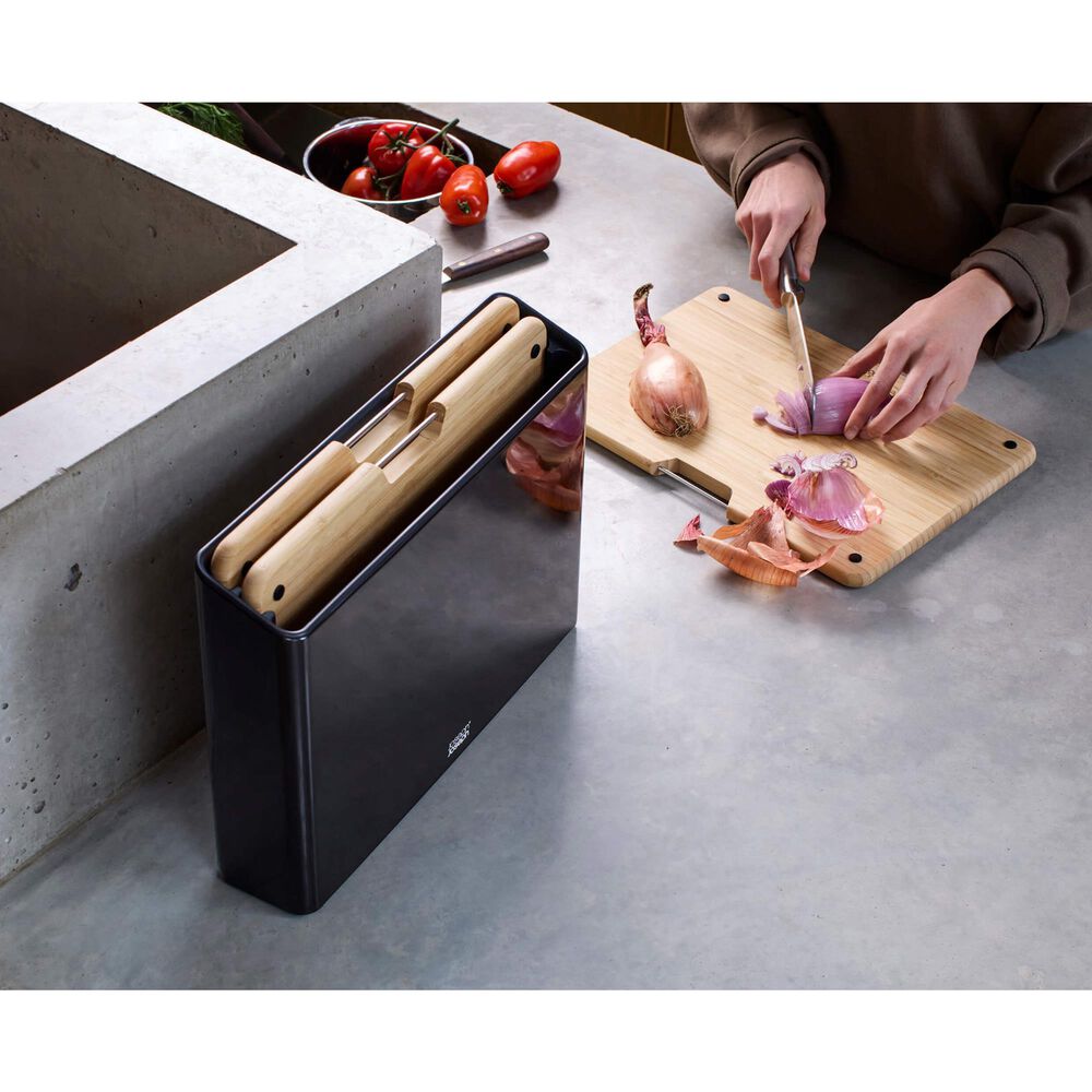 Joseph Joseph Folio 3-Piece Cutting Board Set with Stainless-Steel Case in Black, , large