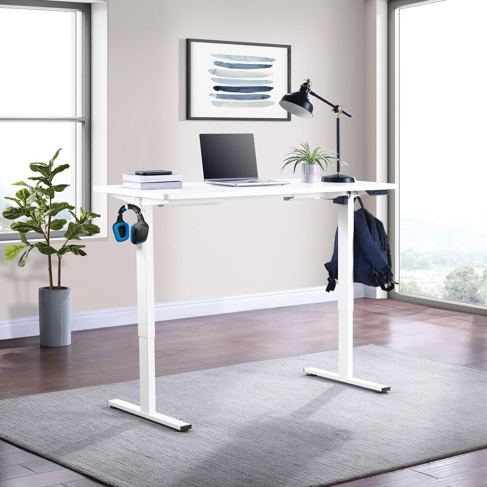OSP Home Primo 60&quot; Electric Sit and Stand Desk in White, , large