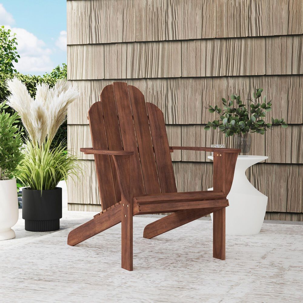 Linon Home Decor Adirondack Patio Chair in Acorn, , large