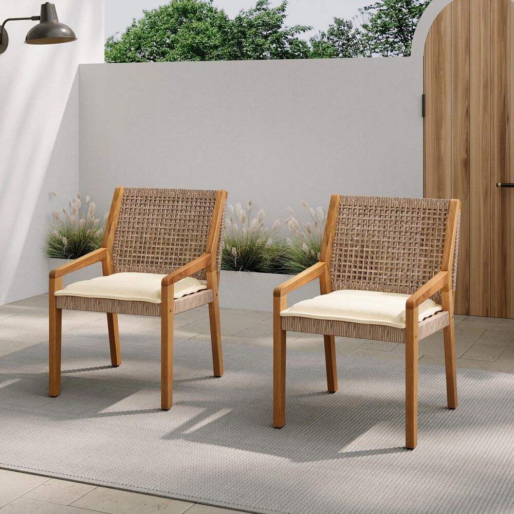 Hearth and Haven Outdoor Dining Chair in Cream (Set of 2), , large