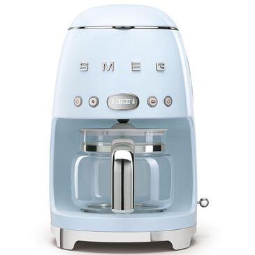 Smeg 47.34 Oz Drip Coffee Maker in Pastel Blue and Polished Chrome, , large