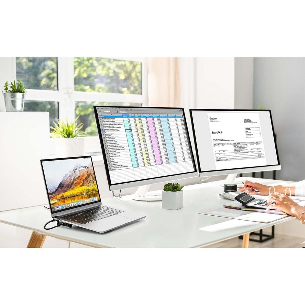 Manhattan USB-C PD 10-in-1 Dual-HDMI Monitor Docking Station /Multiport Hub in Silver, , large
