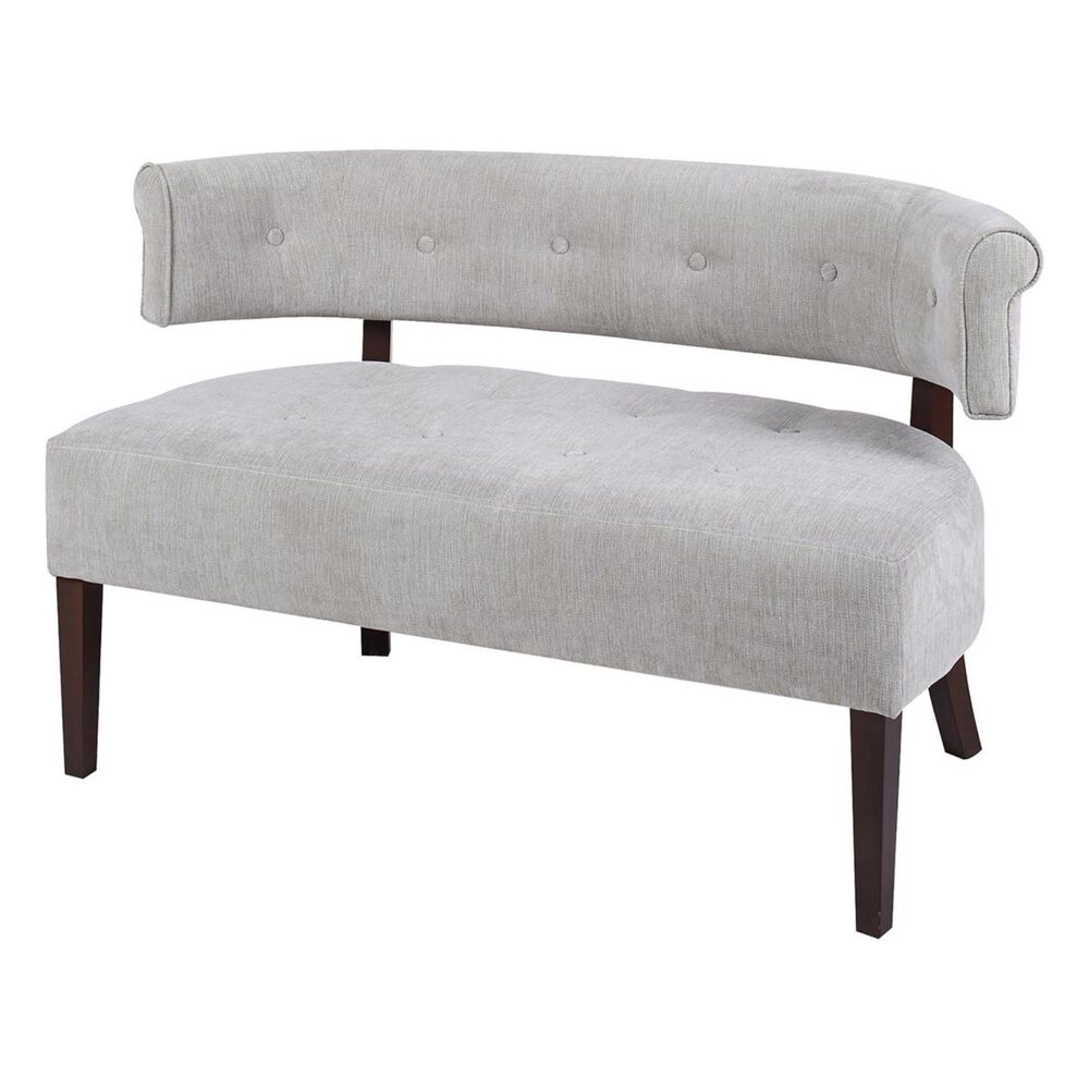 Jennifer Taylor Home Jared Roll Arm Tufted Bench Settee in Silver Grey