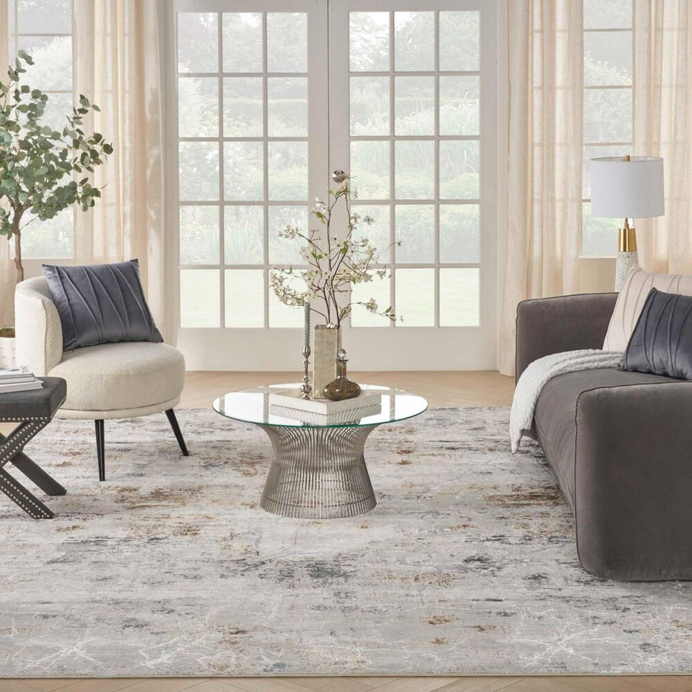 Nourison Glitz GLZ23 Grey and Multicolor 9&#39; x 12&#39; Area Rug, , large