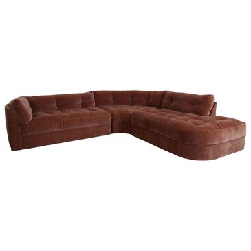 Jonathan Louis Juniper 3-Piece Stationary Curved Sectional in Amici Ginger Velvet, , large