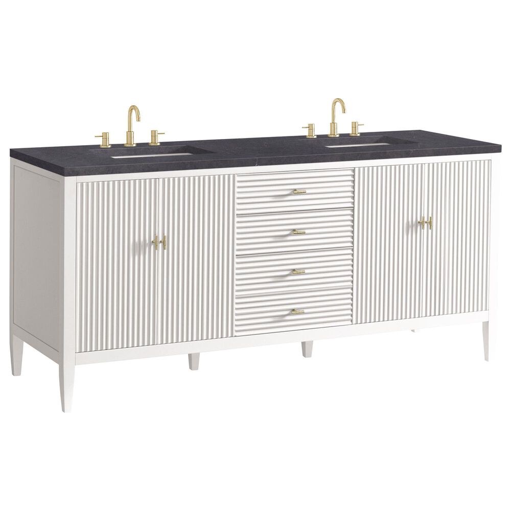 James Martin Vanities Myrrin 72" Double Vanity in Bright White with 3 cm Charcoal Soapstone Quartz Top, , large