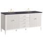 James Martin Vanities Myrrin 72" Double Vanity in Bright White with 3 cm Charcoal Soapstone Quartz Top, , large