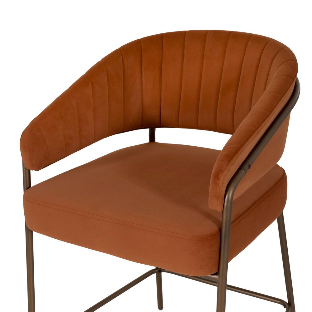 Linon Home Decor Prestwick Counter Stool with Caramel Cushion in Antique Bronze (Set of 2), , large