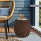 Hearth and Haven Outdoor Faux Rattan Side Table with Basket Weave Pattern in Brown, , large