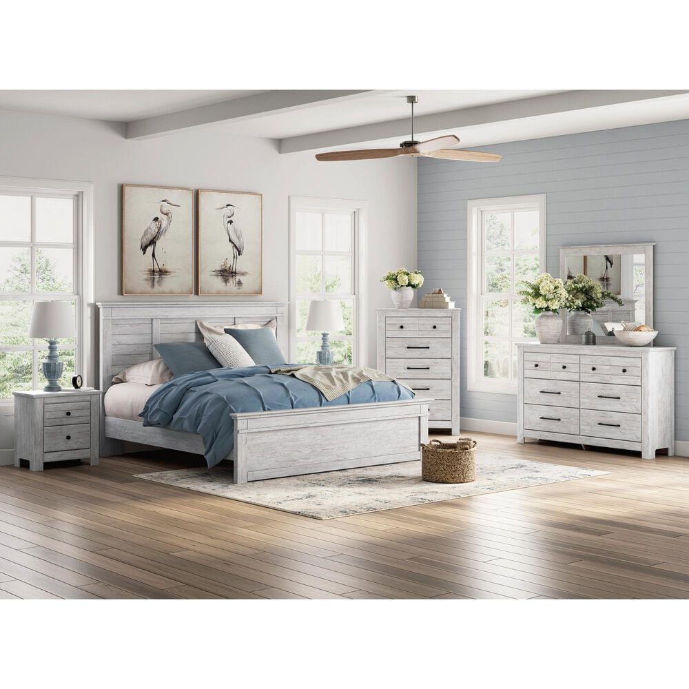 Ashley Makidern 4 Piece King Panel Bedroom Set in Whitewash, , large