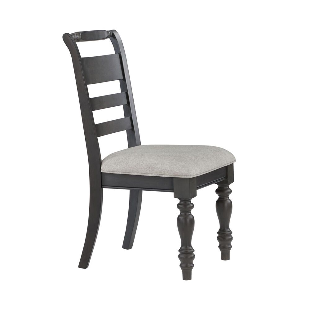 Boulder &amp; Pine French Country Upholstered Side Chair in Black and Dark Gray, , large
