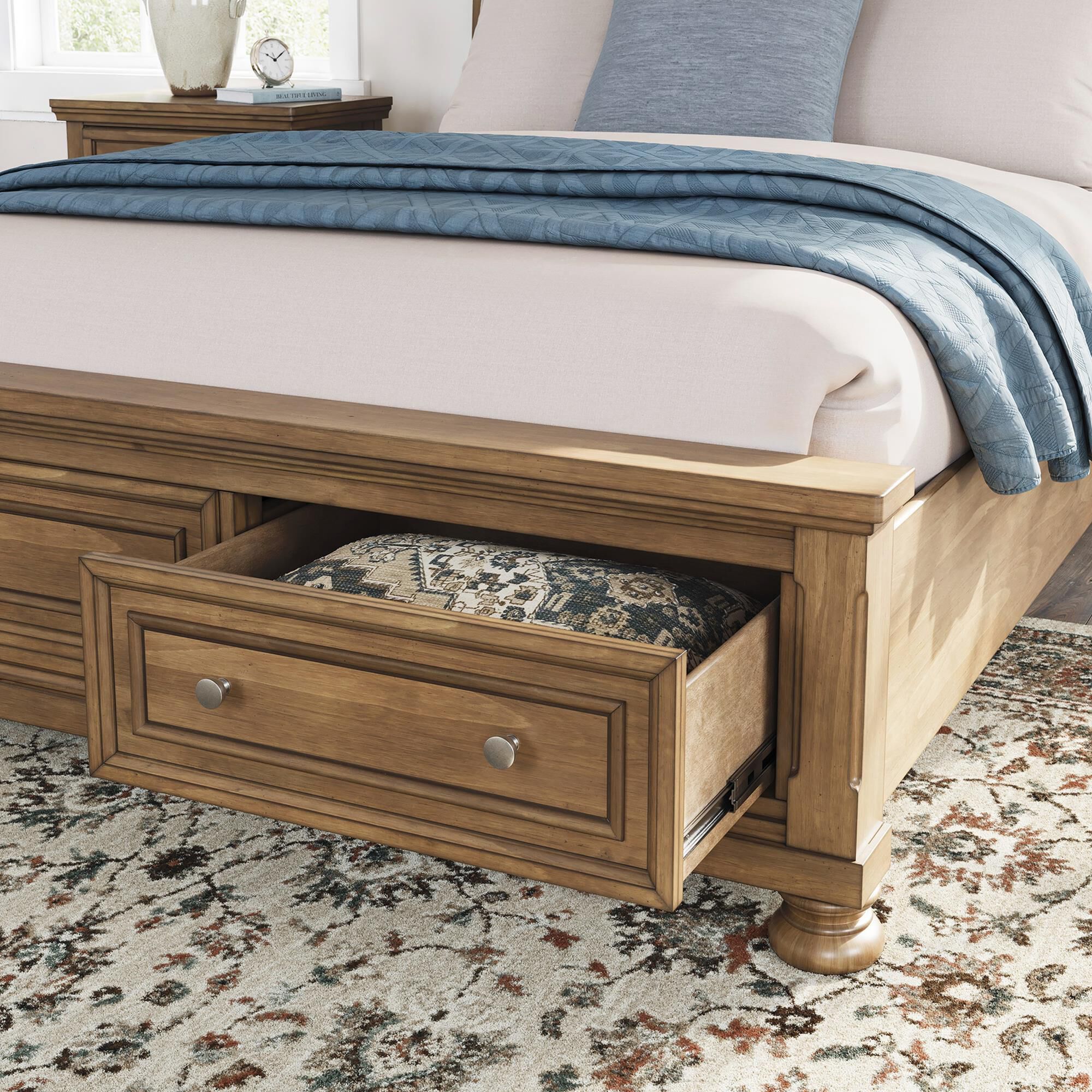 Ashley Feddinger 4-Piece Queen Storage Bedroom Set in Chestnut Brown