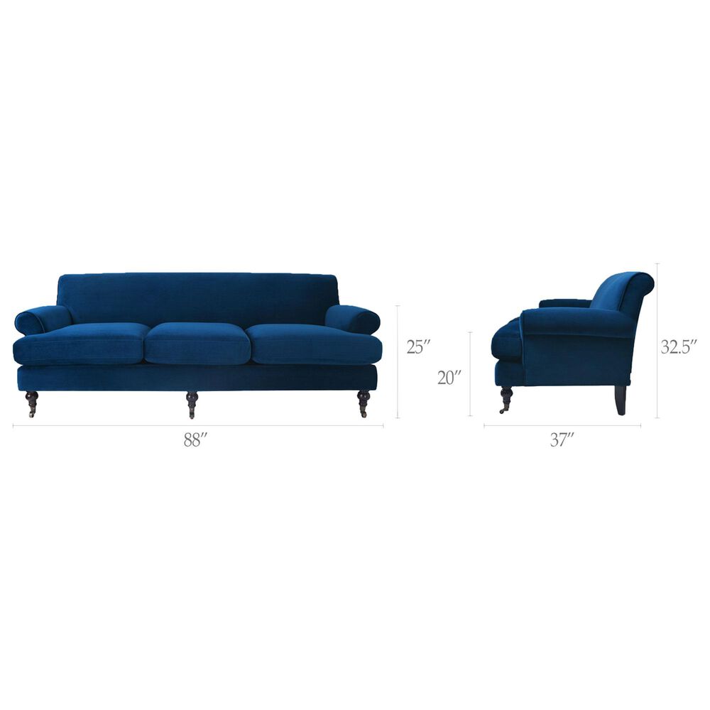 Jennifer Taylor Home Alana Lawson Stationary Sofa in Navy Blue Velvet, , large