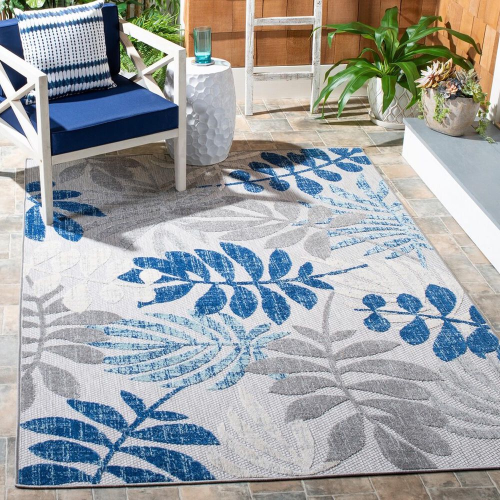 Safavieh Cabana CBN814F 3&#39; x 5&#39; Grey and Blue Indoor/Outdoor Area Performance Rug, , large