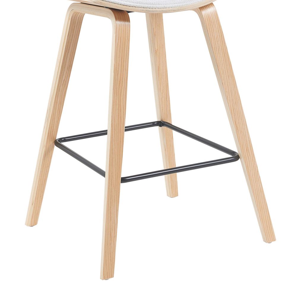Armen Living Fox Counter Height Stool with White Upholstery in Patterned Oak, , large