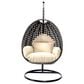 Leisuremod 41" Patio Hanging Egg Swing Chair with Taupe Cushion in Charcoal, , large