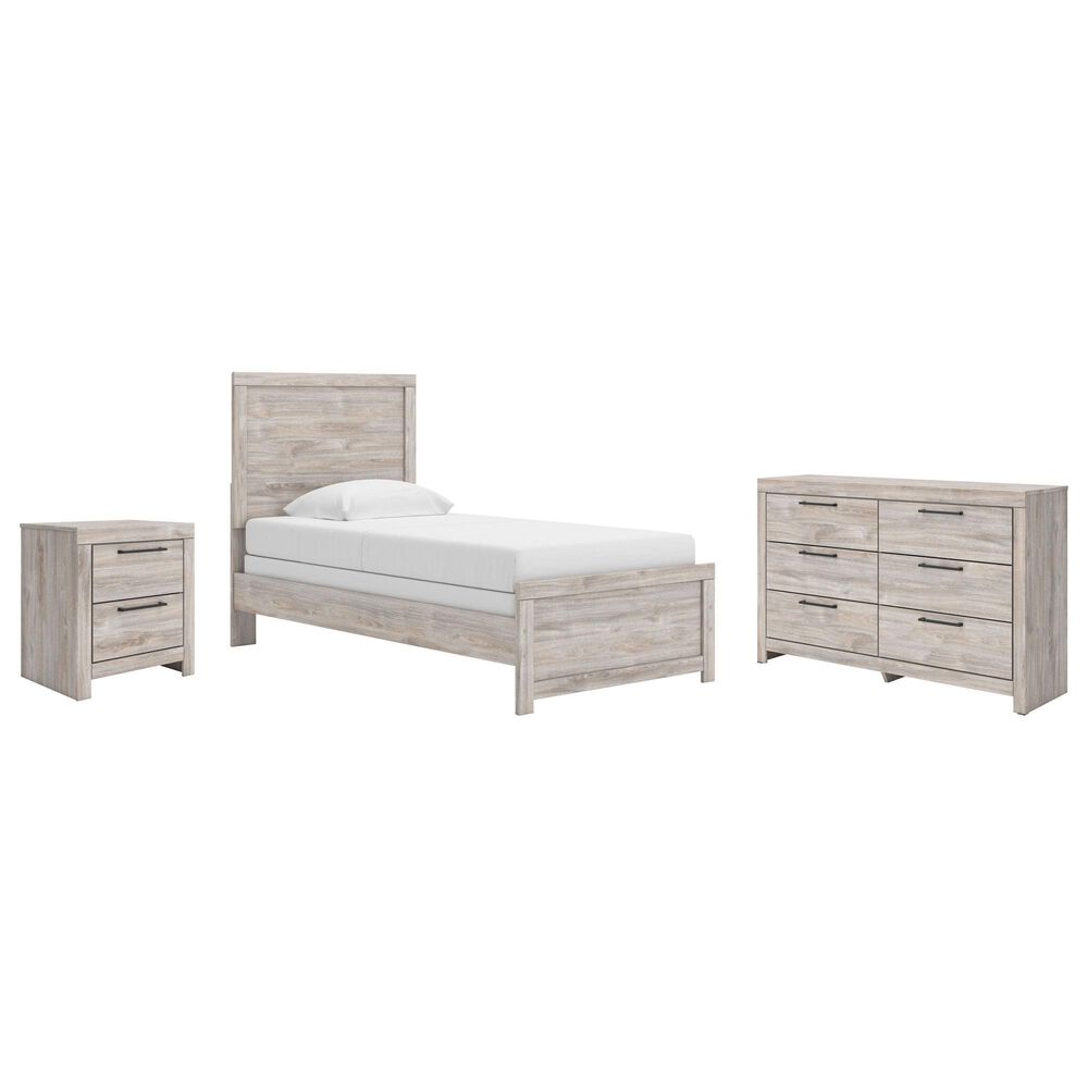 Ashley Broachmyn Twin Bed with Dresser and Nightstand in Light Gray, , large