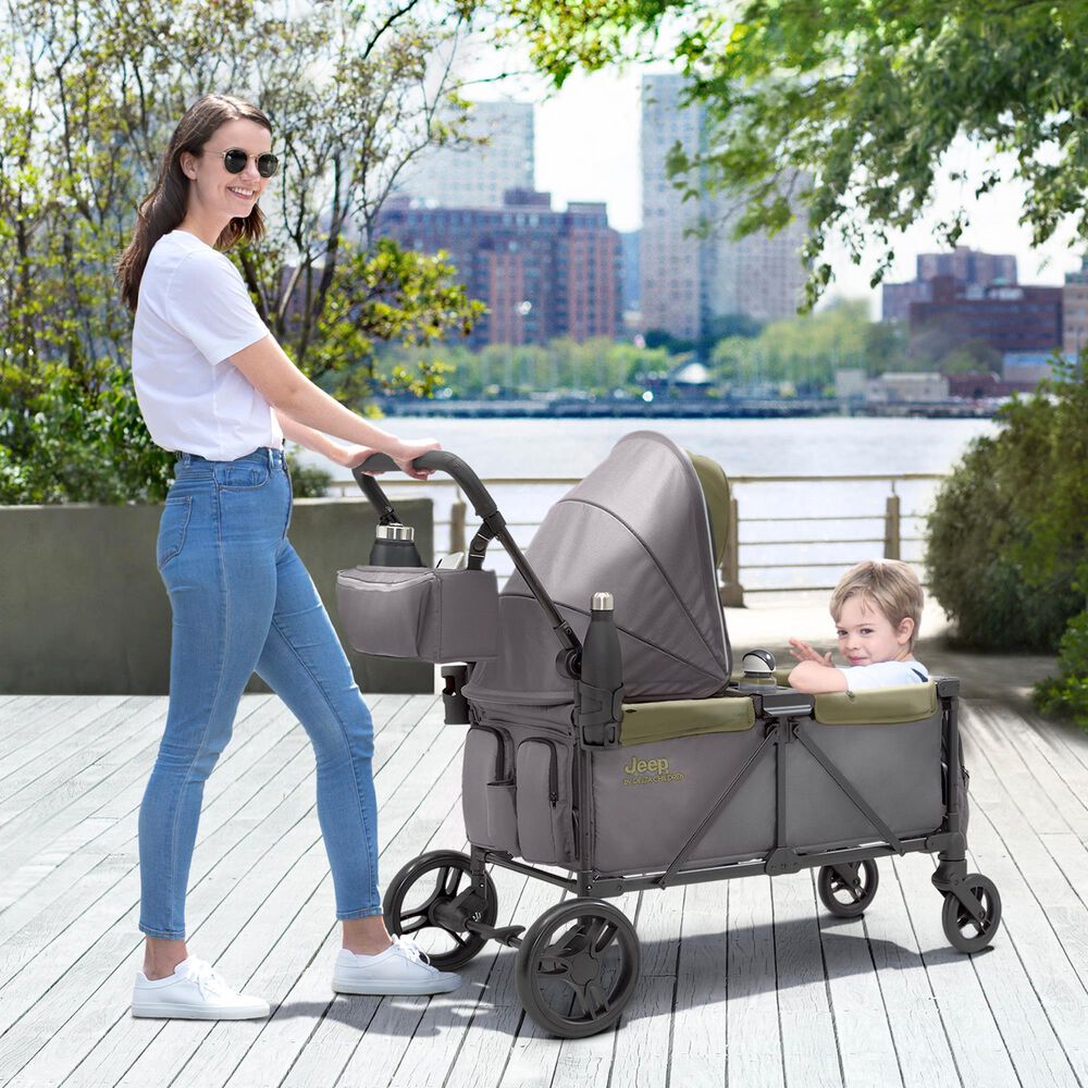 Delta Jeep Sport All-Terrain Stroller Wagon in Grey and Olive Green, , large