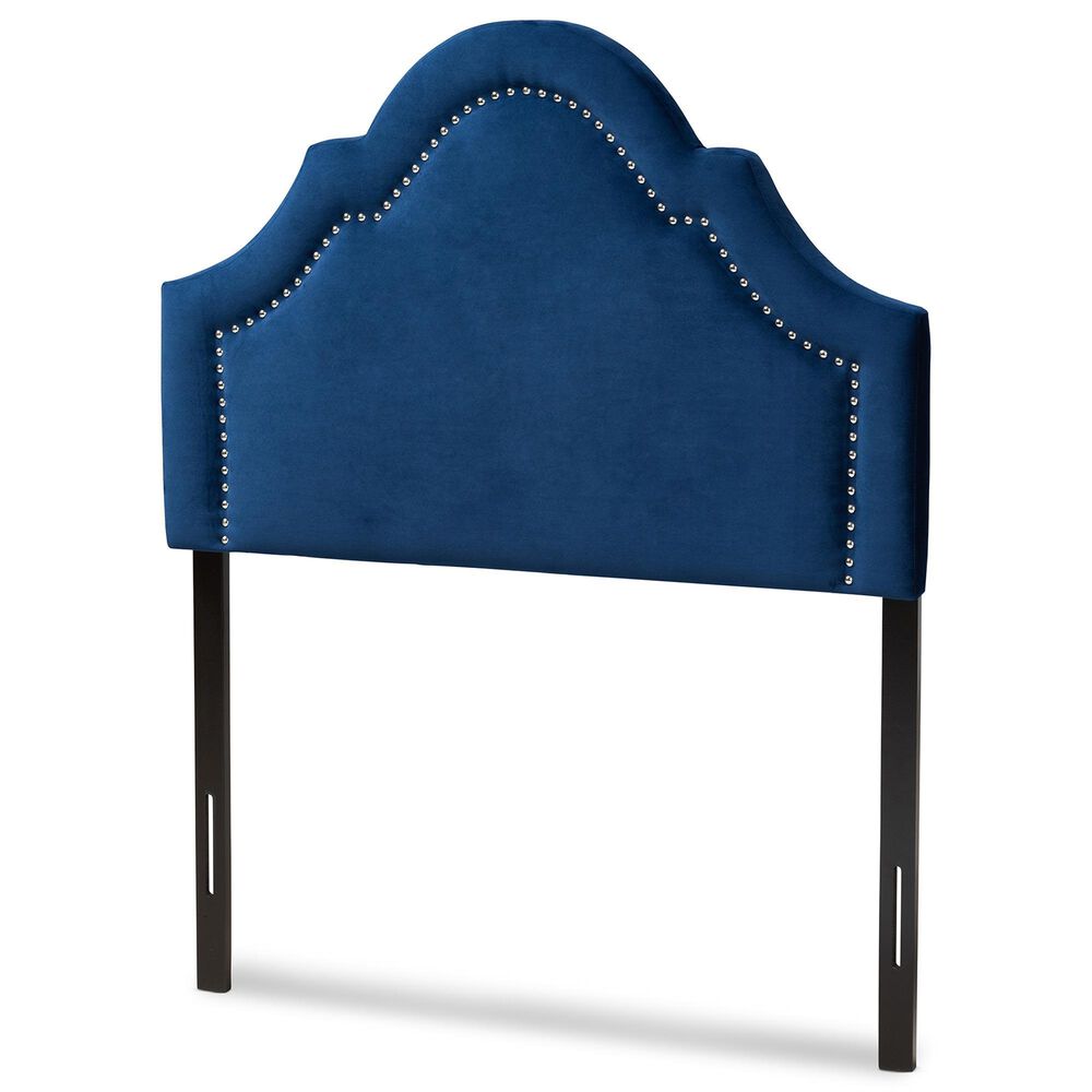 Baxton Studio Rita Twin Panel Headboard in Blue Velvet, , large