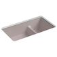 Kohler Iron-Tones Smart Divide 33" Top-Undermount Double Bowl Kitchen Sink in Truffle, , large