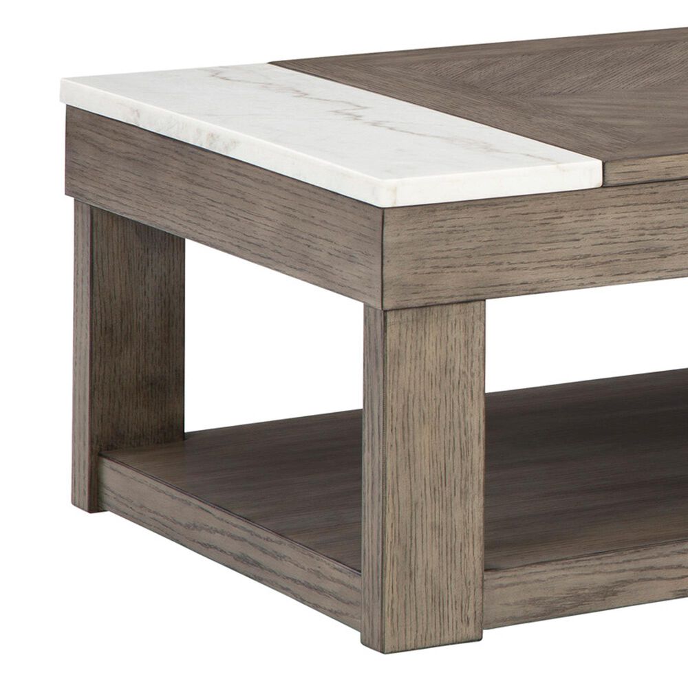 Ashley Loyaska Lift-Top Cocktail Table in Grayish Brown and White, , large