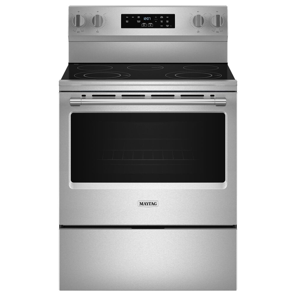 Maytag 5.3 Cu. Ft. Freestanding Electric Range with Steam Clean in Stainless Steel, , large