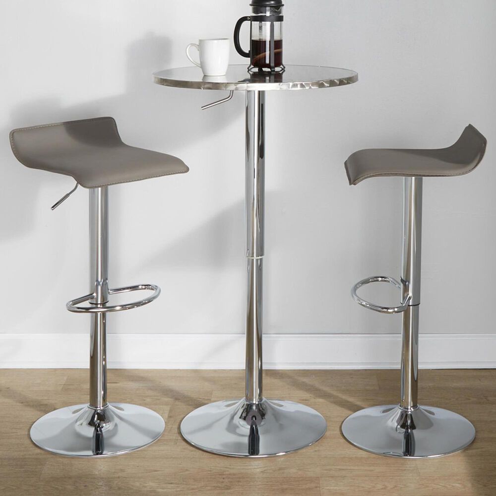 Lumisource Ale Swivel Adjustable Barstool with Grey Seat in Chrome &#40;Set of 2&#41;, , large