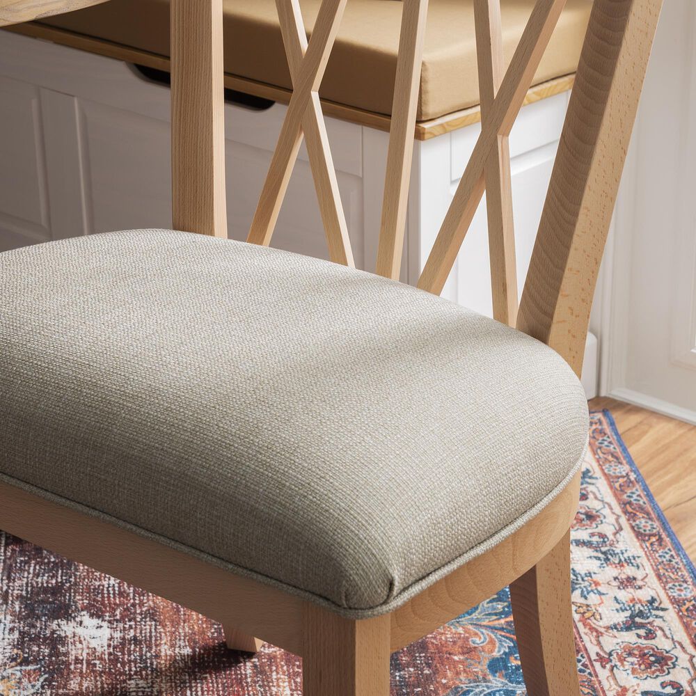 Linon Home Decor Bailey Side Chair with Beige Fabric Cushion Seat in Natural, , large