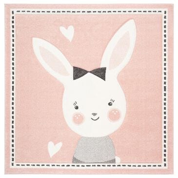 Safavieh Carousel CRK166 5"3" Square Pink and Ivory Kids  Area Rug, , large