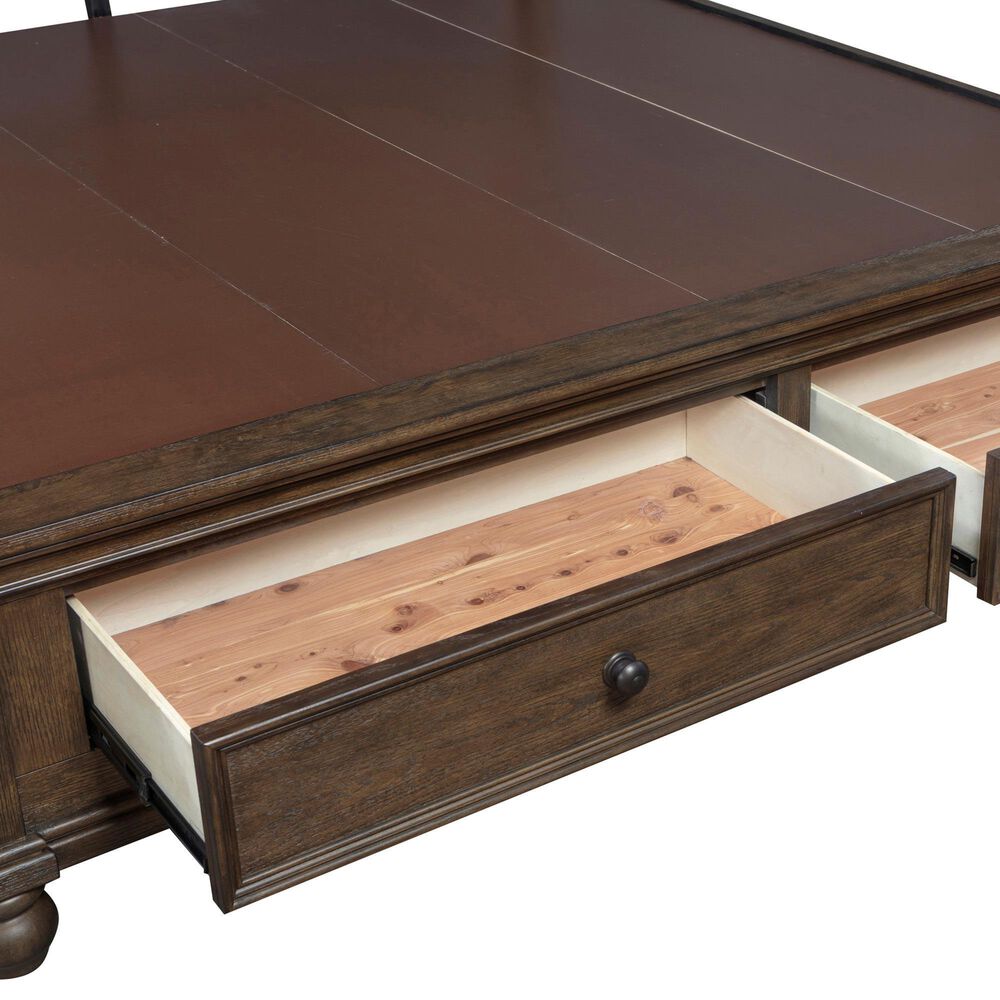 Riva Ridge Oxford Queen Panel Storage Bed with Two Nightstands in Cocoa with USB Ports, , large