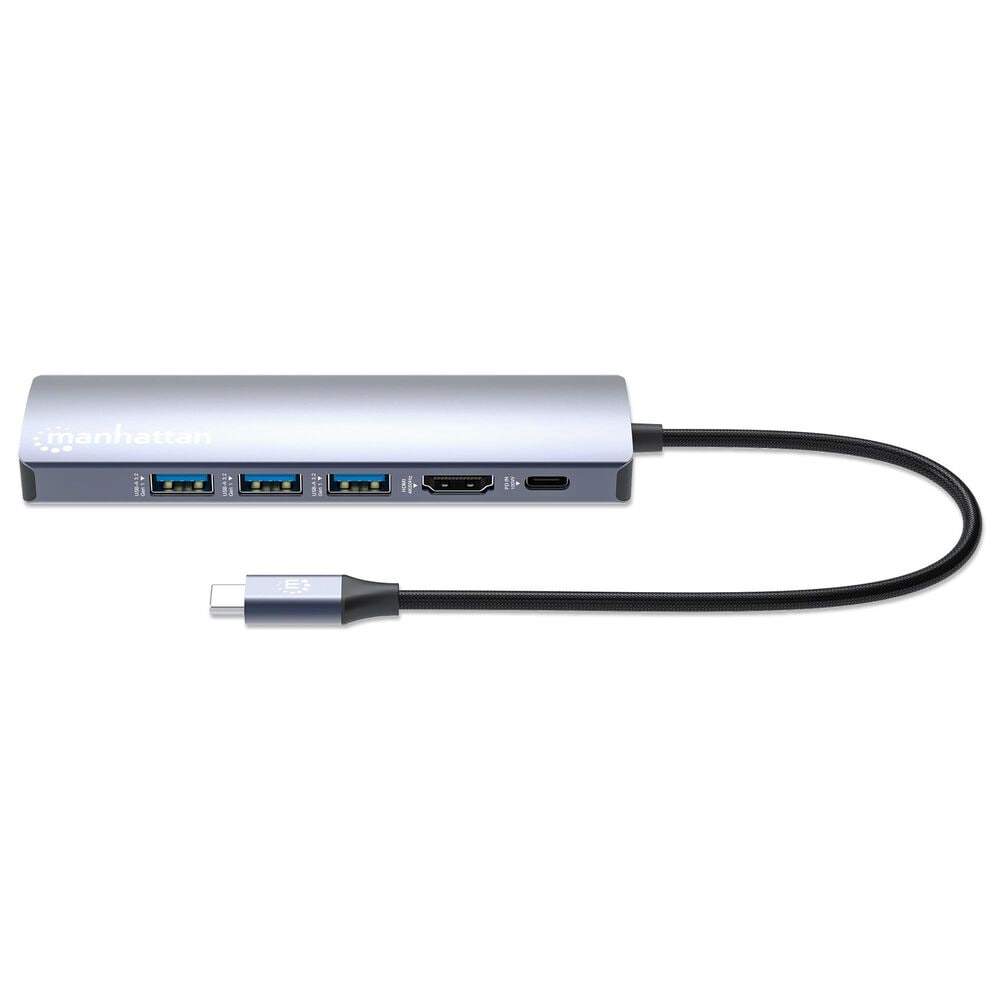 Manhattan USB-C PD 6-In-1 4K Docking Station/Multiport Hub in Silver, , large