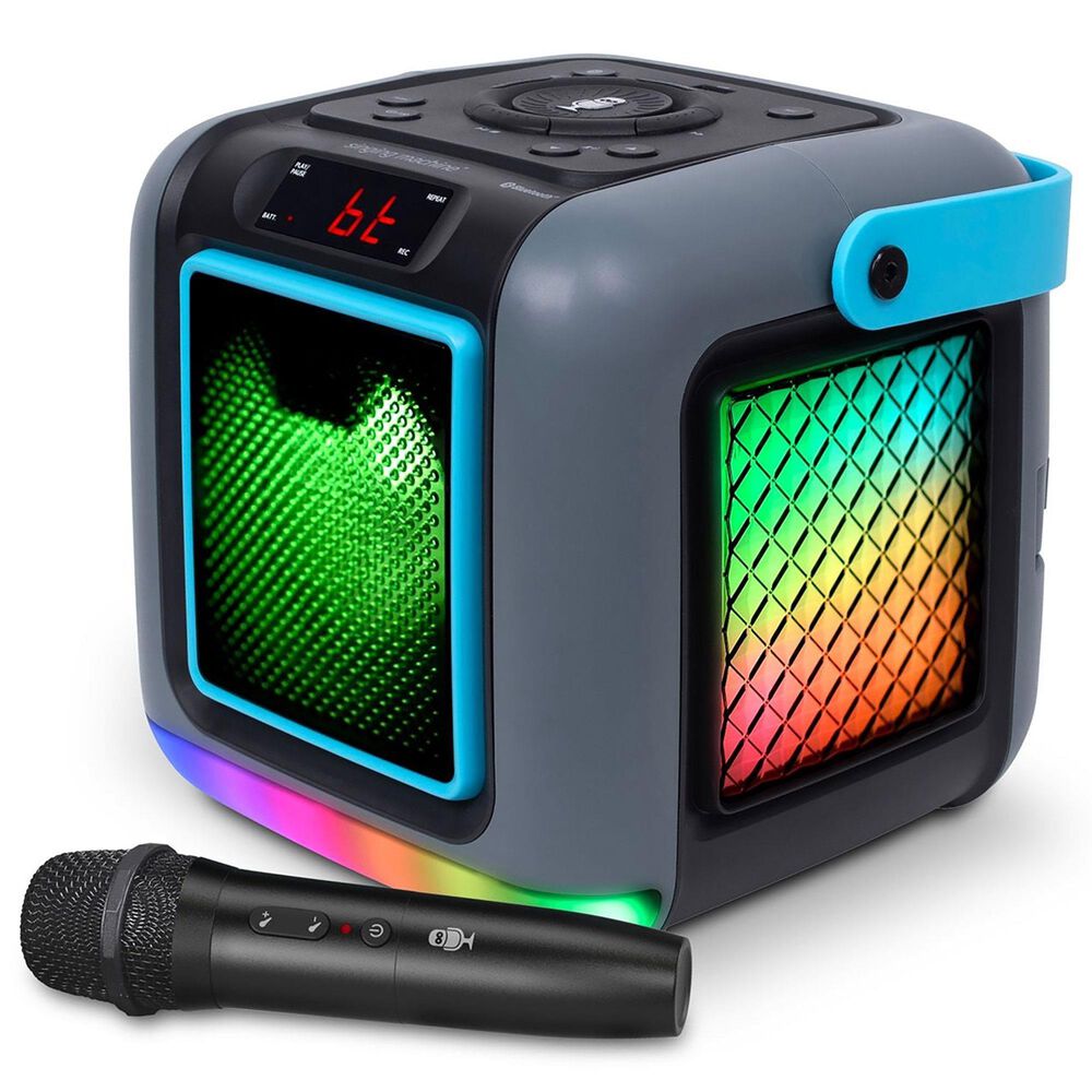 Singing Machine Mini Cube Karaoke System with Wireless Microphone in Grey, , large
