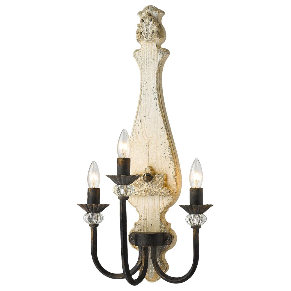 Golden Lighting Brigette 3-Light Wall Sconce in Antique Black Iron, , large
