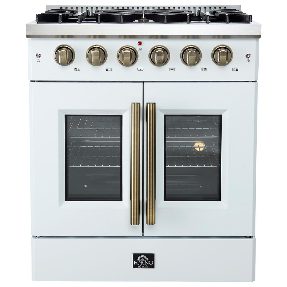 Forno Galiano 30" Freestanding French Door Gas Range in White, , large
