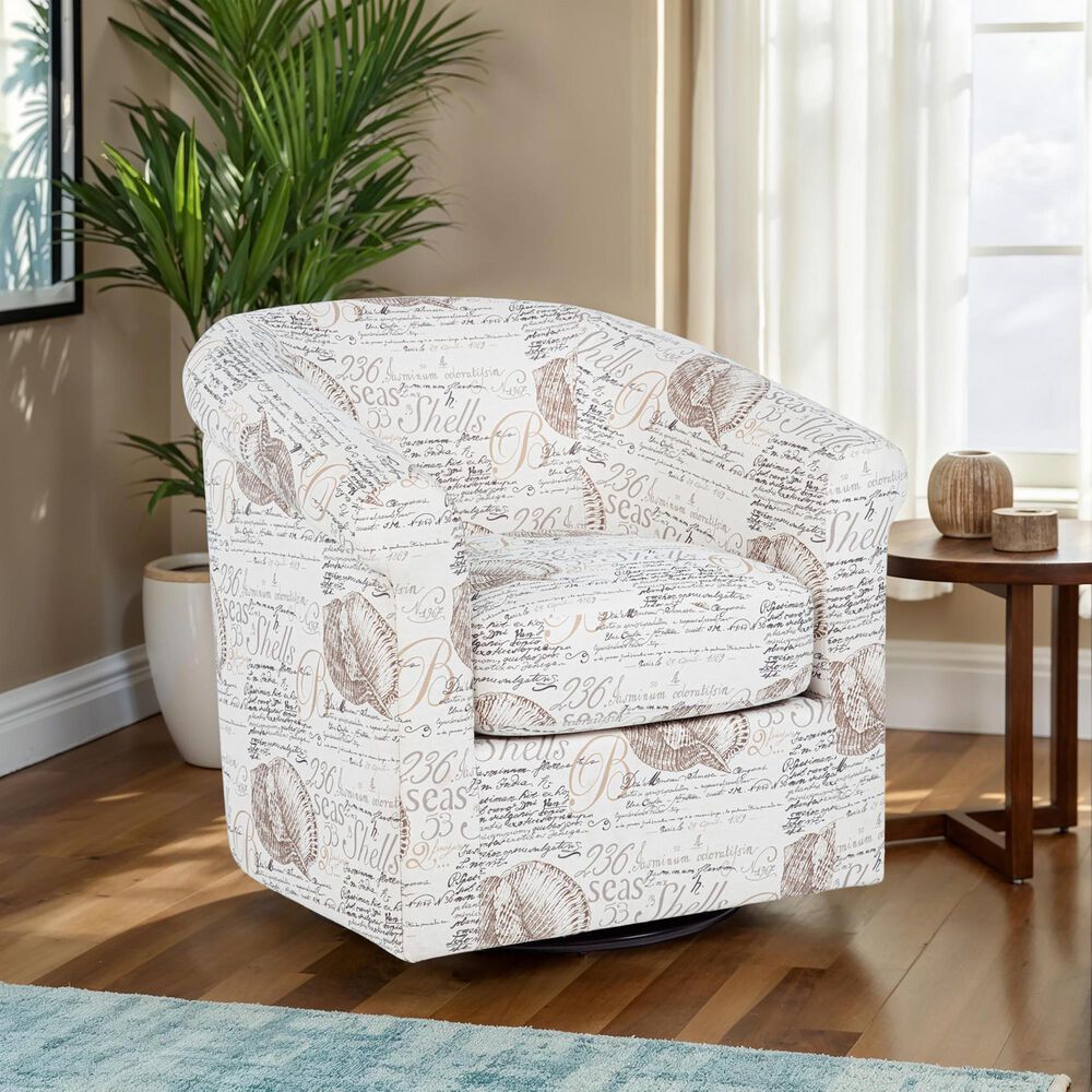 Linon Home Decor Bonnie Swivel Club Chair in Sea Swirl, , large