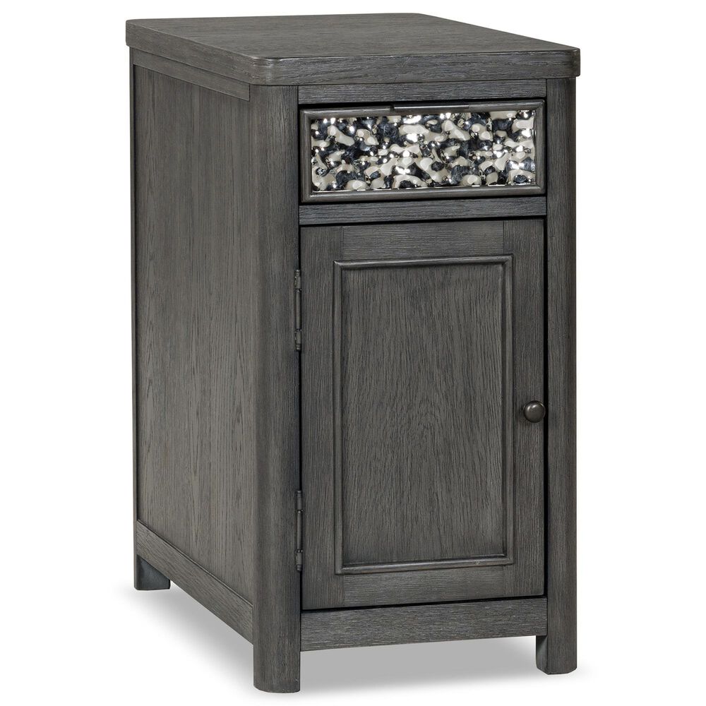Furniture of America Piez Chair Side Table in Ash Gray and Stainless Steel, , large