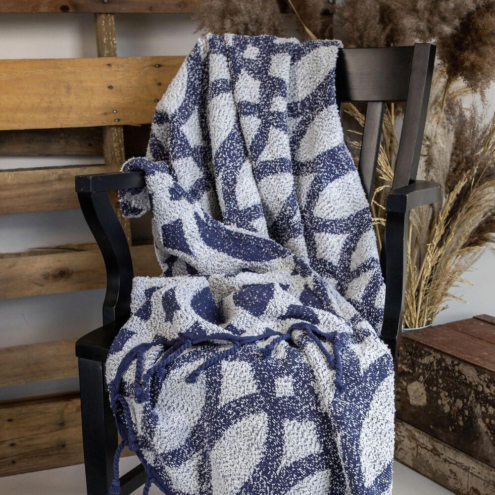 Foreside Cleo 60&quot; x 50&quot; Throw in Navy, , large