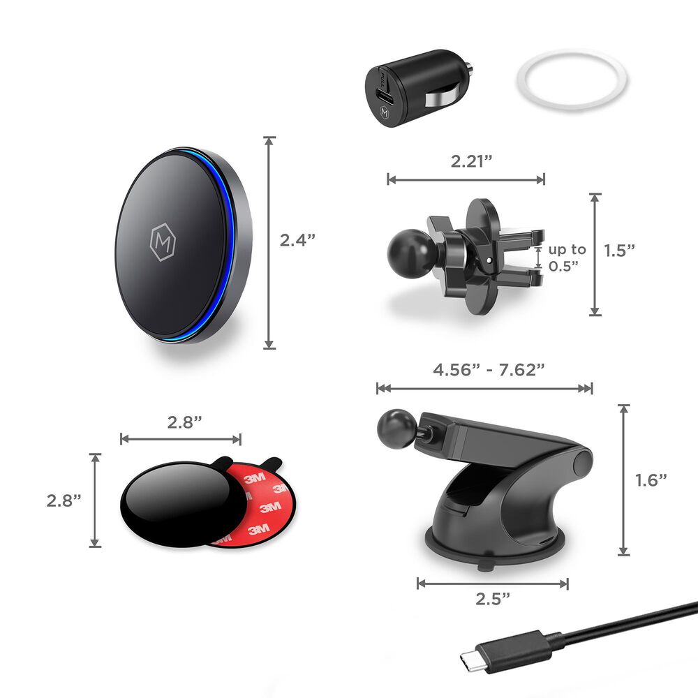 The Mighty Mount MagSwitch Qi2 Wireless Car Charger Mount Combo with Vent and Dash Base in Matte Black, , large