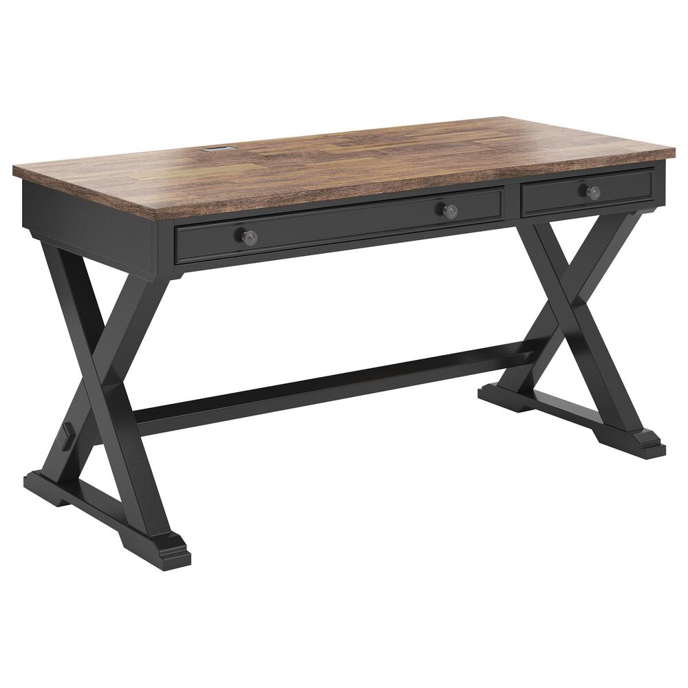 Ashley Wildenauer Home Office Desk in Rich Brown and Warm Satin Black, , large