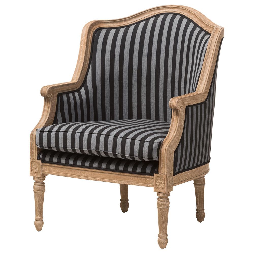 Baxton Studio Charlemagne Accent Chair in Grey and Black, , large