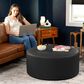 Jaxx Candler Faux Leather Ottoman in Black, , large