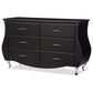Baxton Studio Enzo 6-Drawer Dresser with Black Upholstered in Stainless Steel, , large